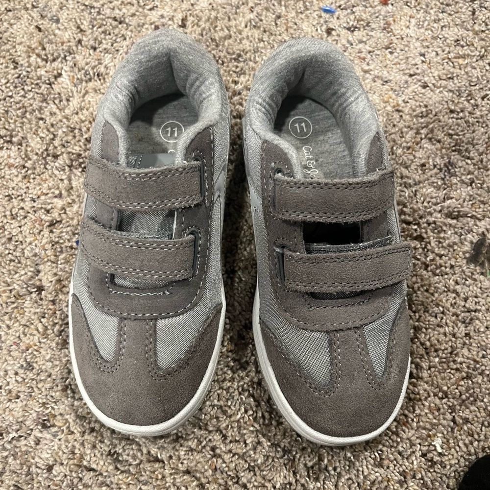 Gray Kids Shoes with Velcro Straps